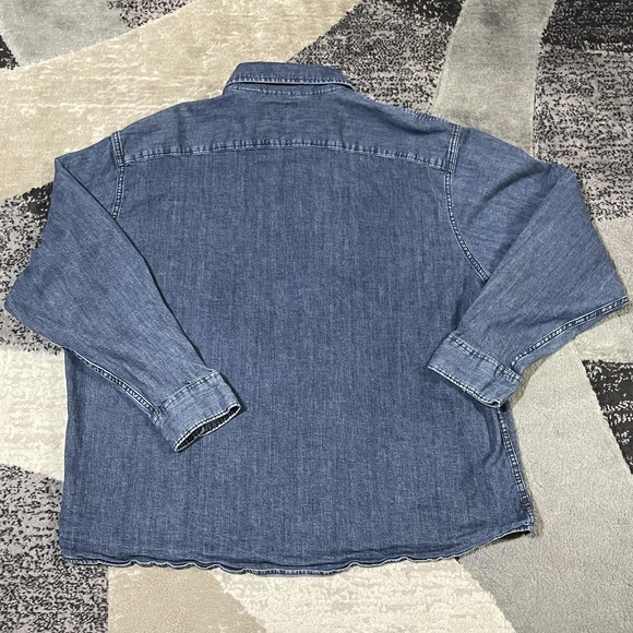 Wrangler Denim Shirt Mens 3XL Blue Pearl Snap Button Up Western Cowboy Work - Picture 11 of 12